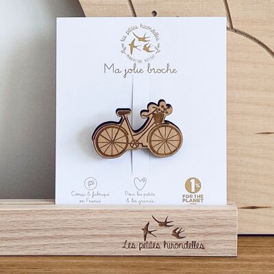 Broche en bois - Vélo bucolique