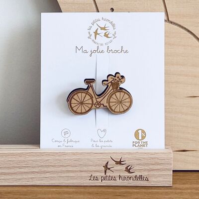Spilla in legno - Bicicletta bucolica