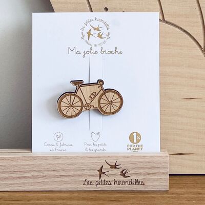 Wooden brooch - Sports bike