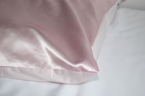 Taie d'oreiller en satin - Rectangle - Rose clair