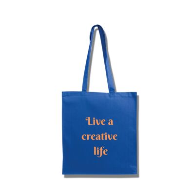 Tote bag "Live a creative life" -  bleu