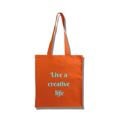 Tote bag "Live a creative life" -  orange