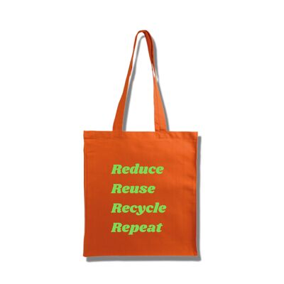 Tote bag "reduce reuse recycle repeat" - orange