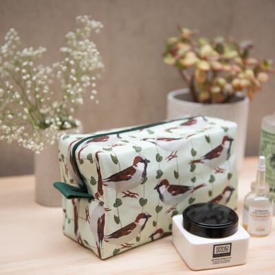 Borsa per il bagno con stampa di passeri domestici