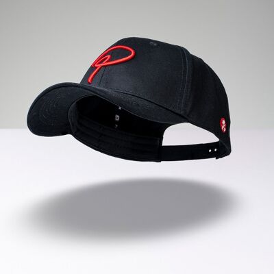 "P" baseball cap - black red