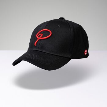 Casquette de baseball "P" - noir rouge 3