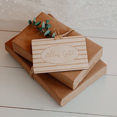 Wooden card striped 'All the best'