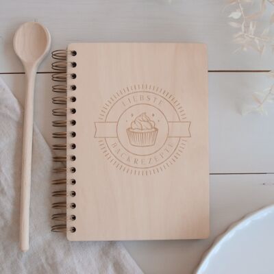 Wooden baking book 'Favorite baking recipes'