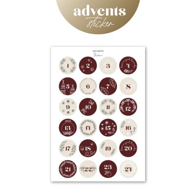 Adesivo Calendario dell'Avvento - Rustico