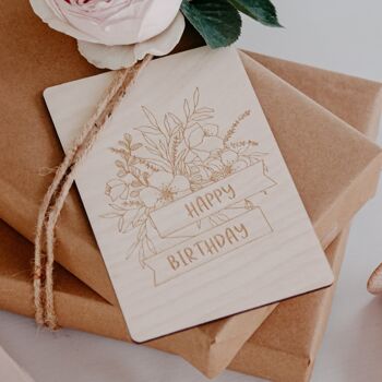 Carte d'anniversaire en bois 'bouquet' 1