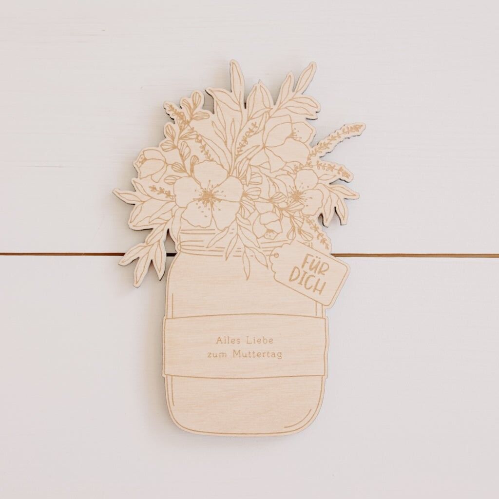 Holzkarte Muttertag 'Marmeladenglas'