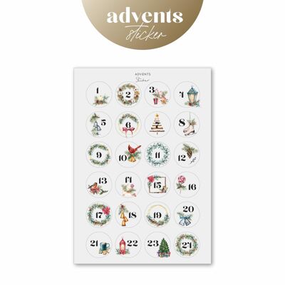 Advent Calendar Sticker - Watercolor