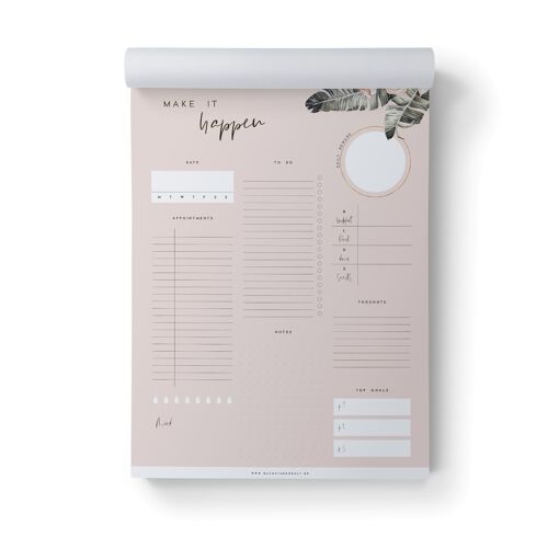 Block A4 | Daily Planner Make it happen