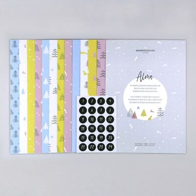 Geschenkpapier und Sticker Adventskalender Alma