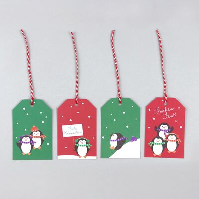 4x gift tags penguin Peter