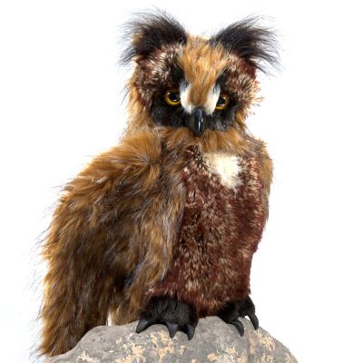Owl, movable eye covers / Great Horned Owl| Hand puppet 2403