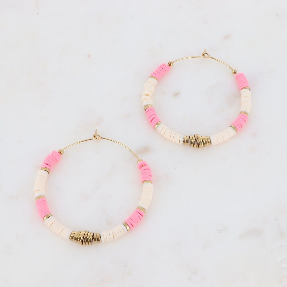 Creolen mit Heishi-Perlen – Roségold