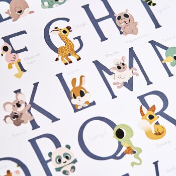 Affiche abécédaire des animaux - Poster alphabet pédagogique 2