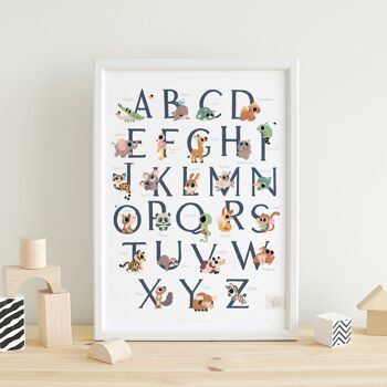 Affiche abécédaire des animaux - Poster alphabet pédagogique 3