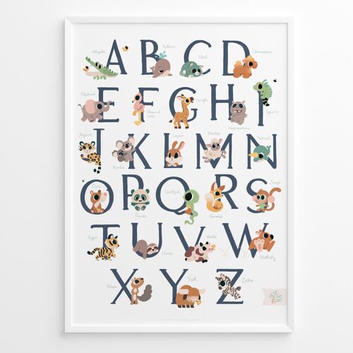 Affiche abécédaire des animaux - Poster alphabet pédagogique