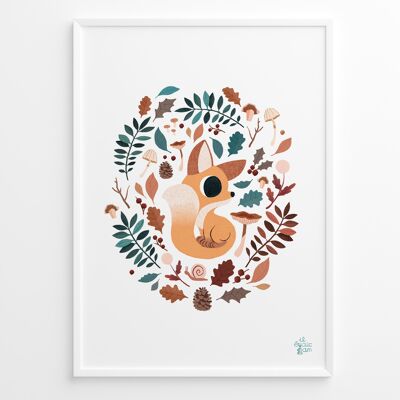 Fox in the forest poster - Children's animal poster