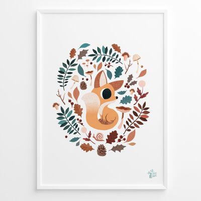 Affiche renard en forêt - Poster animal enfant