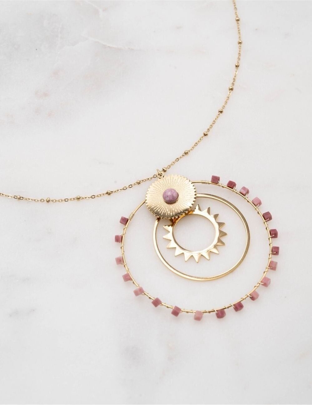 Collana lunga Jasminaé - Rhodonite