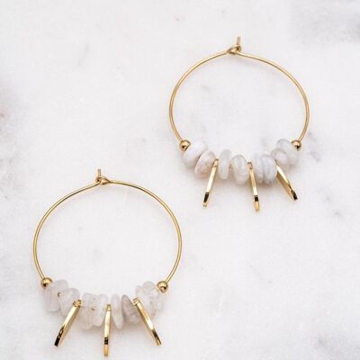 Joy Earrings - White Agate