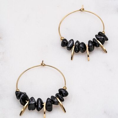 Joy Earrings - Black Agate