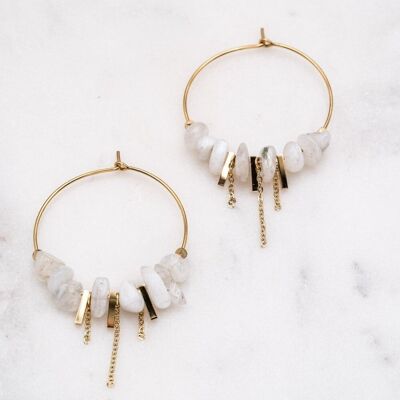 Emma Hoops - White Agate