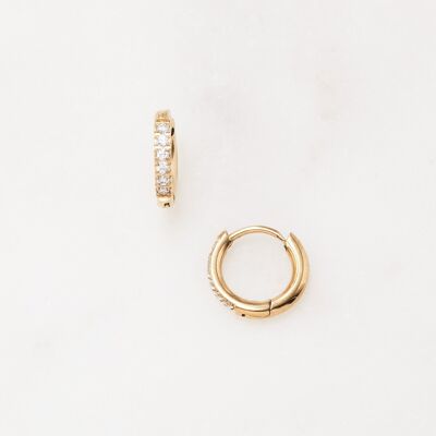 Shiny hoop earrings (S) - Crystal white gold