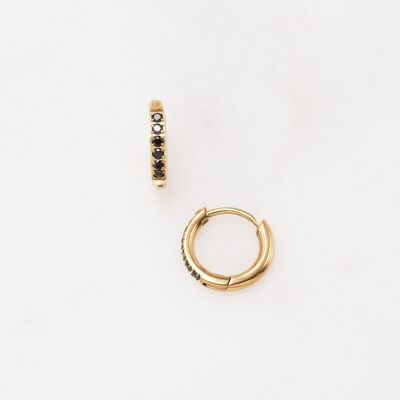 Shiny hoop earrings (S) - Black gold