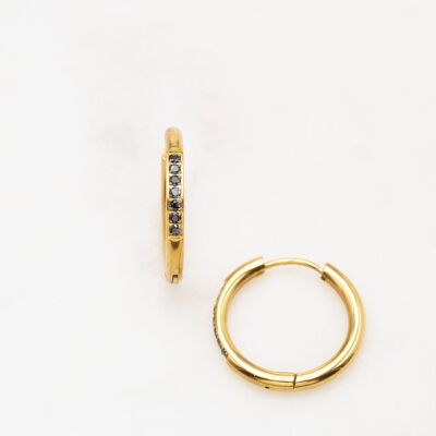Shiny hoop earrings (M) - Black gold