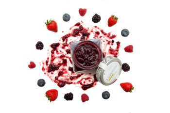 Confiture artisanale bio de fruits rouges 85% fruits 175g. Teneur réduite en sucre. 5