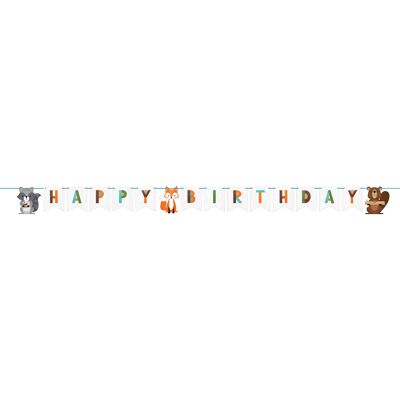 Wild One Woodland Animals Shaped Ribbon Banner