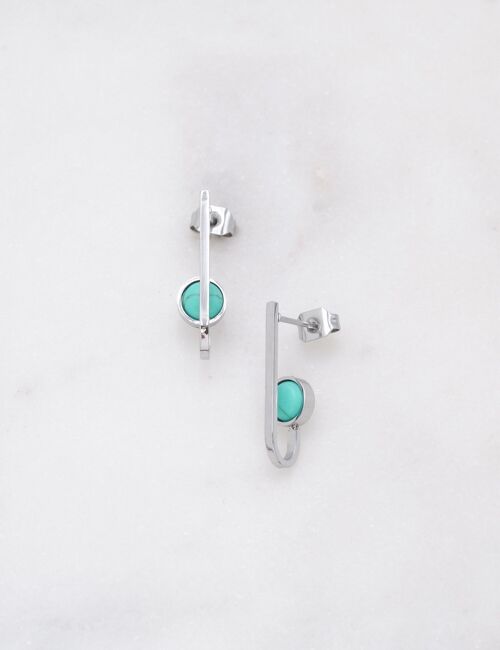 Boucles Octavia - Argenté turquoise