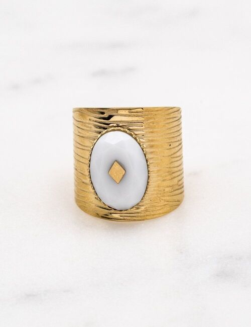 Bague Delsin - Agate Blanche