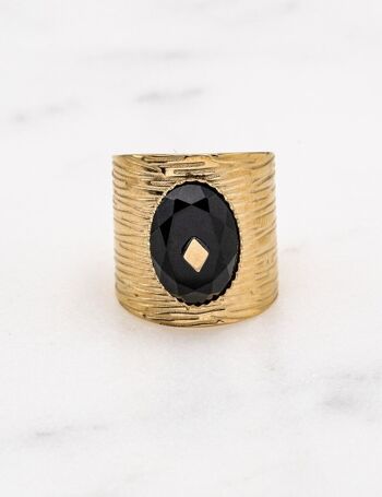 Bague Delsin - Agate noire 1