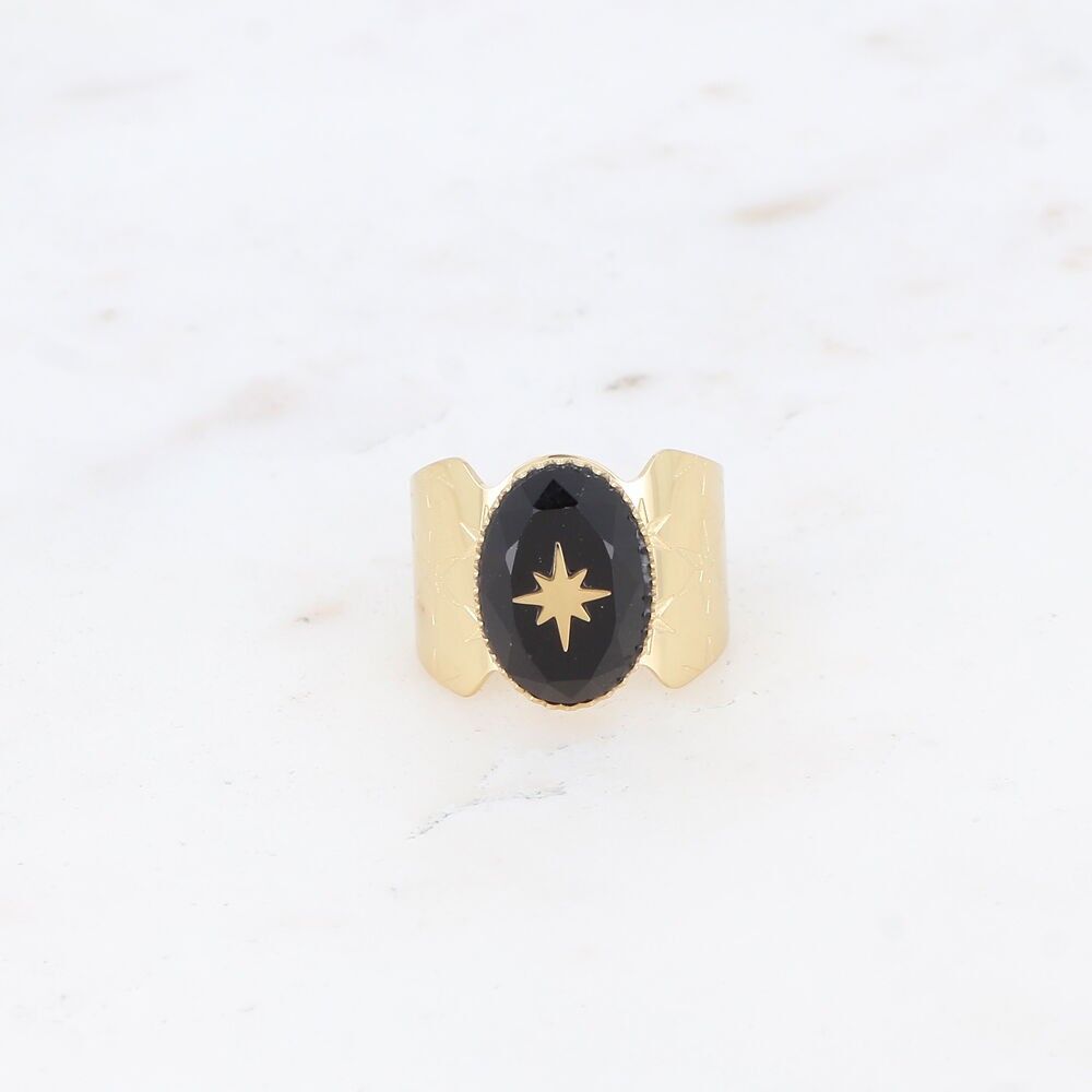 Ring with natural stone and star
