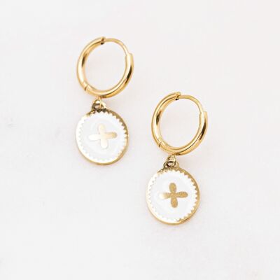 Mini cross earrings - white gold