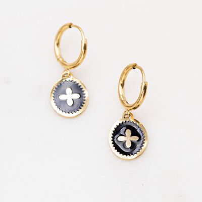 Mini cross earrings - black gold