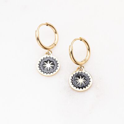 Mini stella earrings - black gold