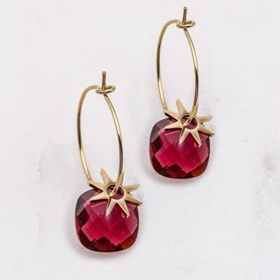 Boucles Gemsollie - Pate de verre fuchsia