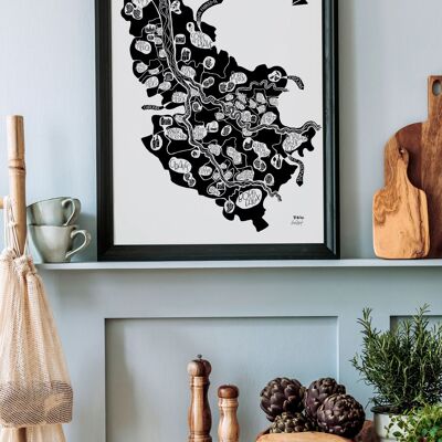 POSTER city map - BORDEAUX WINES 50x70cm