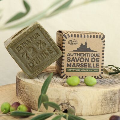 Green Marseille soap in cardboard box - 300g - OLEANAT
