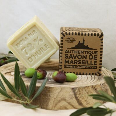 Beige Marseille soap in cardboard box - 300g - OLEANAT