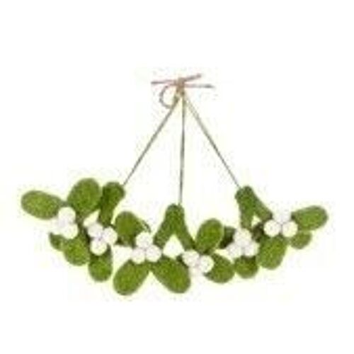 Handmade Felt Mini Mistletoe Sprig Set of 3 Hanging Decoration