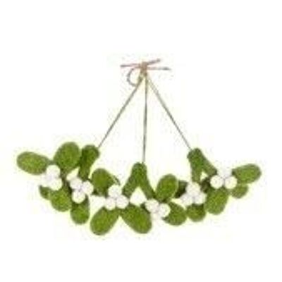 Handmade Felt Mini Mistletoe Sprig Set of 3 Hanging Decoration