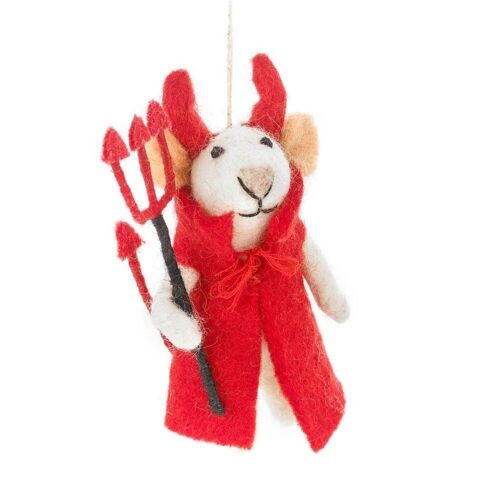 Handmade Felt Devil Mouse Halloween Hanging Decoration