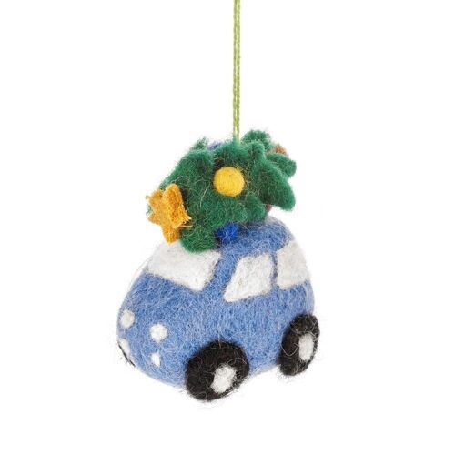 Handmade Felt Christmas on Wheels Hanging Car Decoration